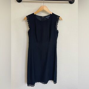 Brooks Brothers Sleeveless Sheath Black dress with Lace Trim